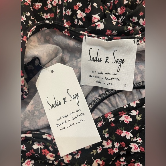 Sadie & Sage Elegant Black and Pink Floral Dress NWT Small - Picture 13 of 15